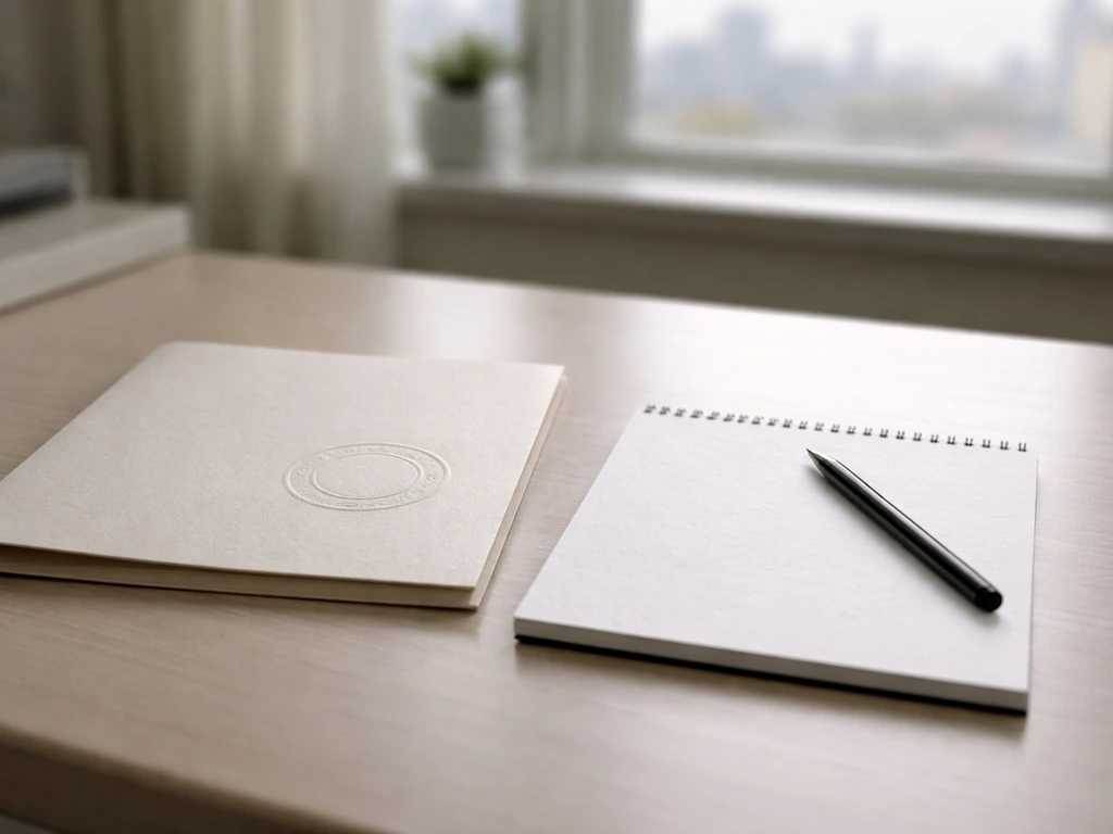 Desk scene with a sealed verified folder and a plain notepad side by side to suggest trust vs assumptions
