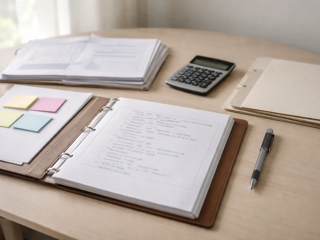 Analyst desk with an open notebook showing a simple, handwritten valuation build-up of inputs and assumptions.