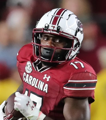 Xavier Legette in a South Carolina Gamecocks football uniform during a game