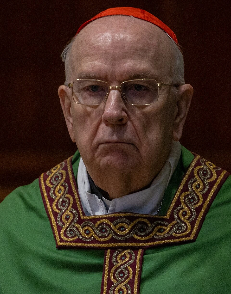 Fernando Vérgez Alzaga in clerical vestments and red skullcap, photographed close-up.