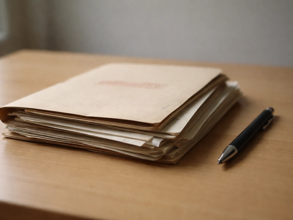 Close-up of archived bank paperwork and seized-account files on a desk, suggesting documented assets in court records.
