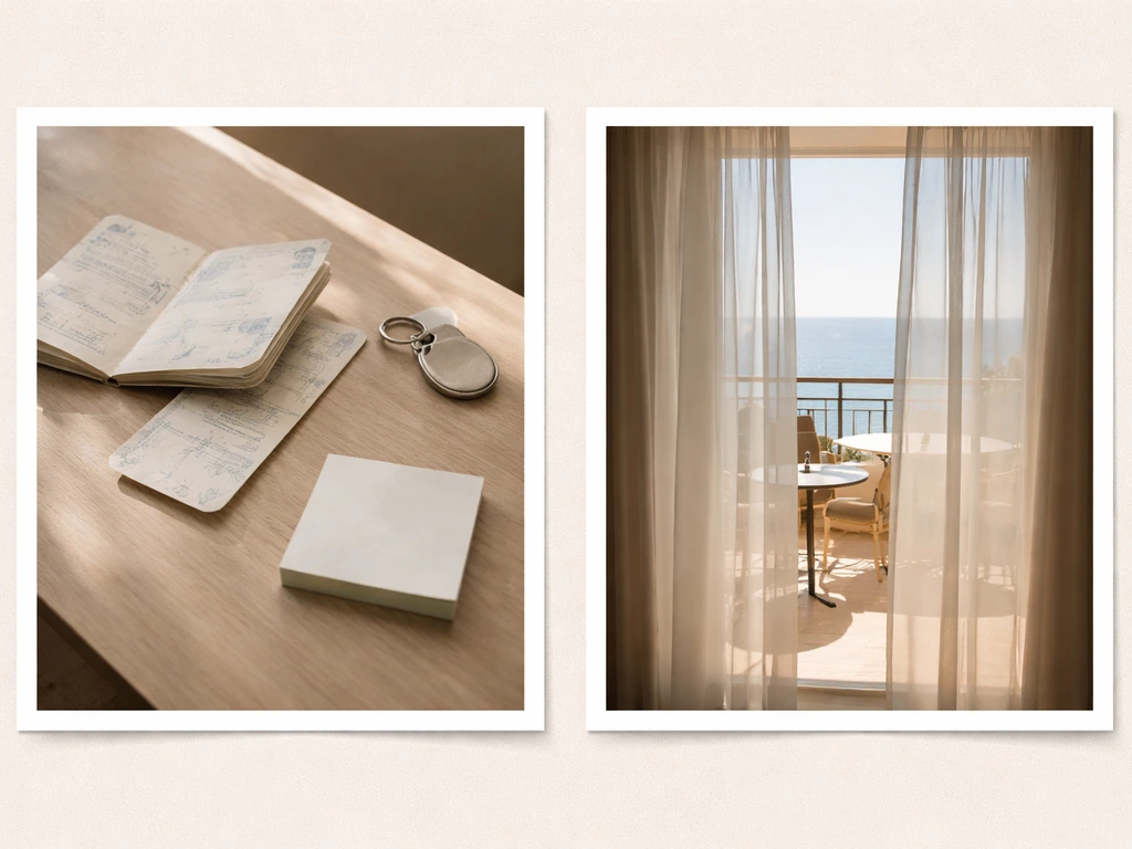 Minimal travel-themed lifestyle imagery with an unverified note vibe, no text visible